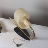 Pair of vintage wall lamps from the 1950s in brass.