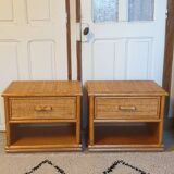 Pair of rattan bedside tables