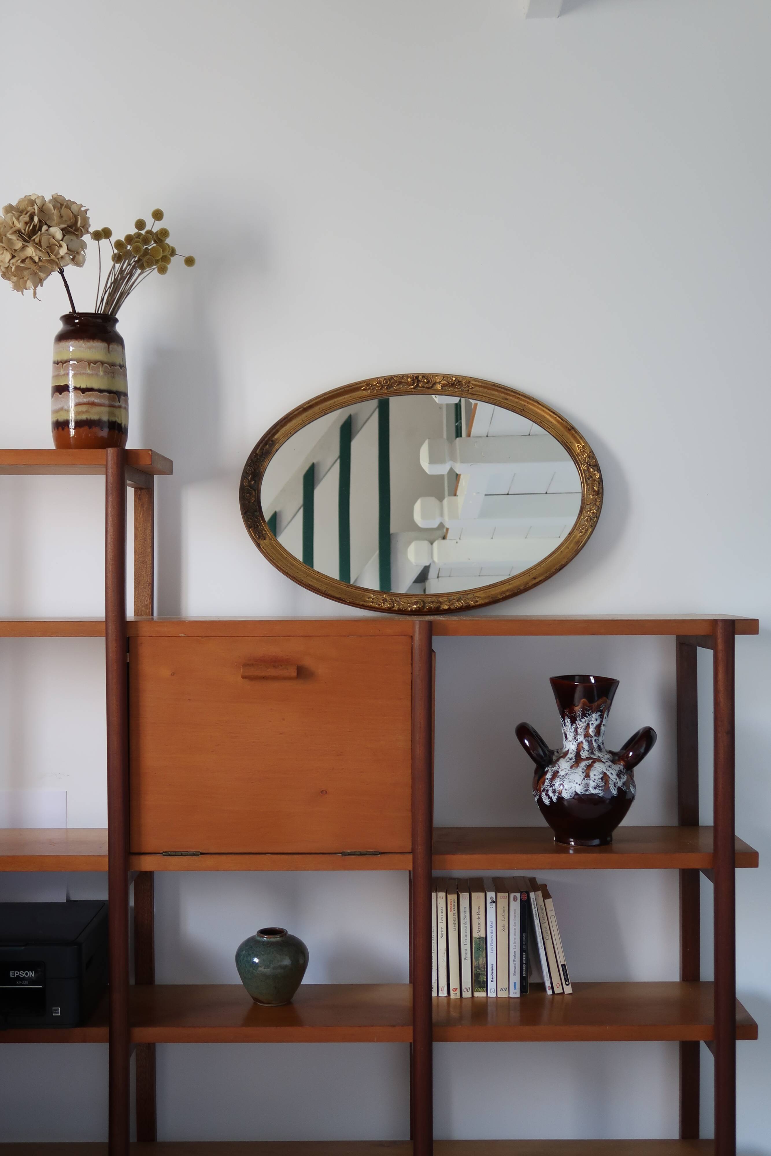 Miroir ovale doré vintage