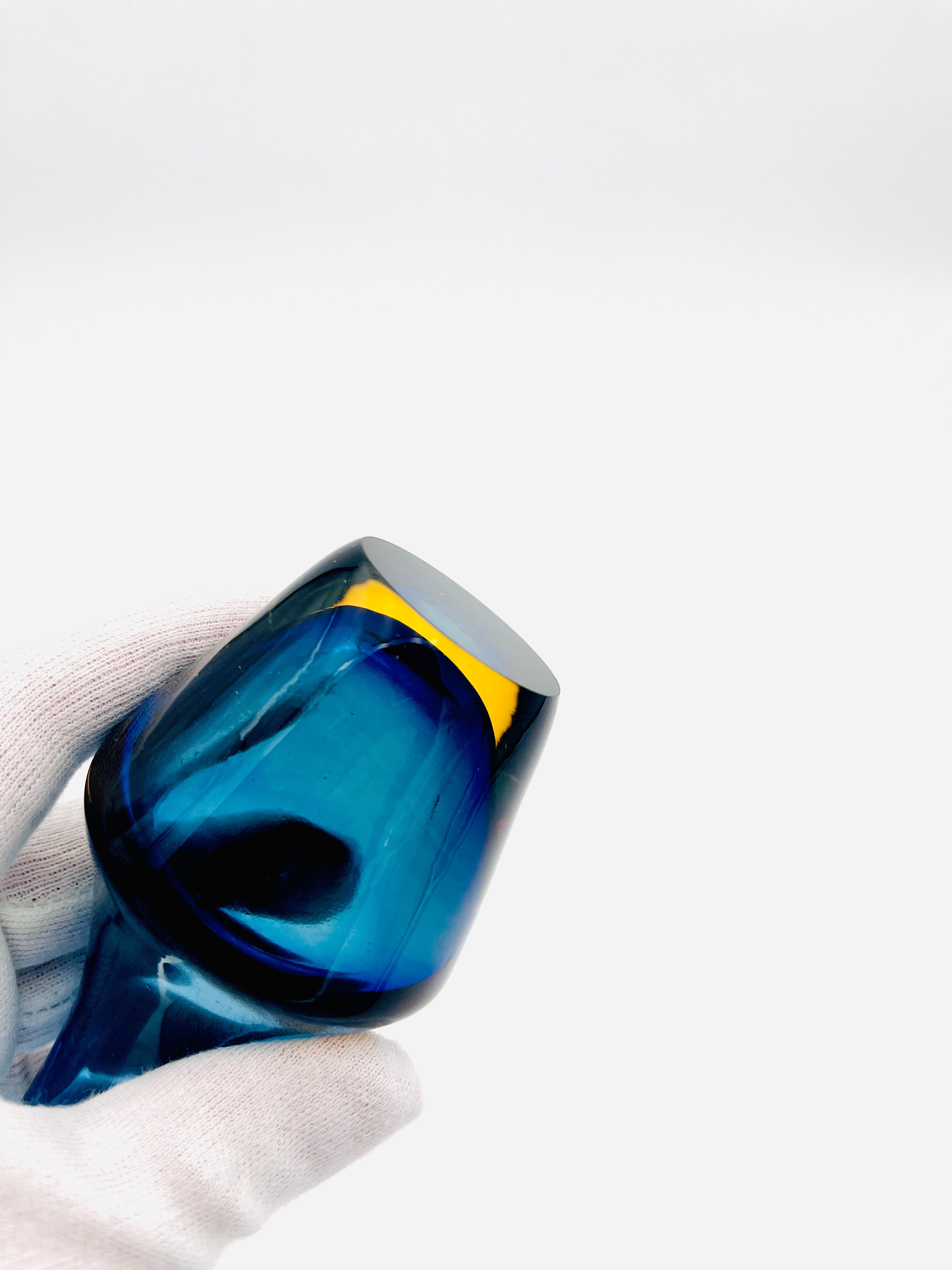 Soliflore Sommerso Flavio Poli Murano 26cm Blue Amber Gallery Condition