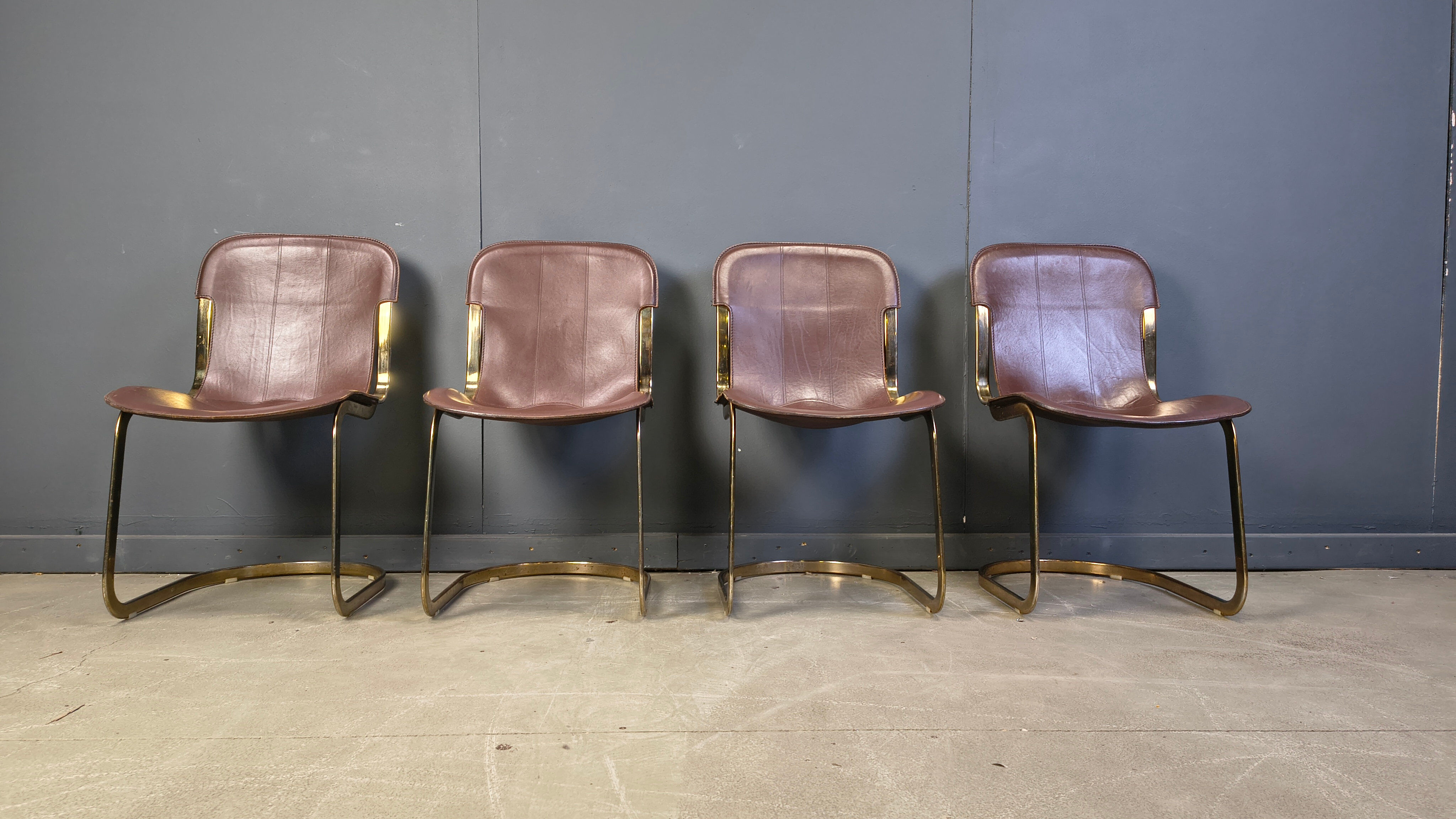 Vintage dining chairs by Willy Rizzo for Cidue - set of 4 - 1970s