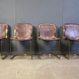 Vintage dining chairs by Willy Rizzo for Cidue - set of 4 - 1970s