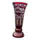 Ruby red crystal vase with peacock castle engraving - Bohemian style