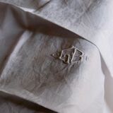 Set of 8 towels in embroidered damask white linen