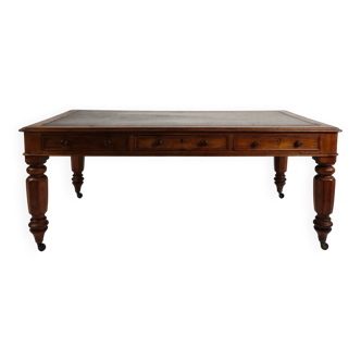 19th century English double-sided partner desk / writing table by S. & H. Jewell, A.