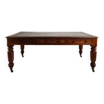 19th century English double-sided partner desk / writing table by S. & H. Jewell, A.