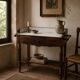Bureau coiffeuse en bois et marbre