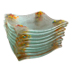 Art glass tea light holders or plates, fused glass with bright rainbow colours