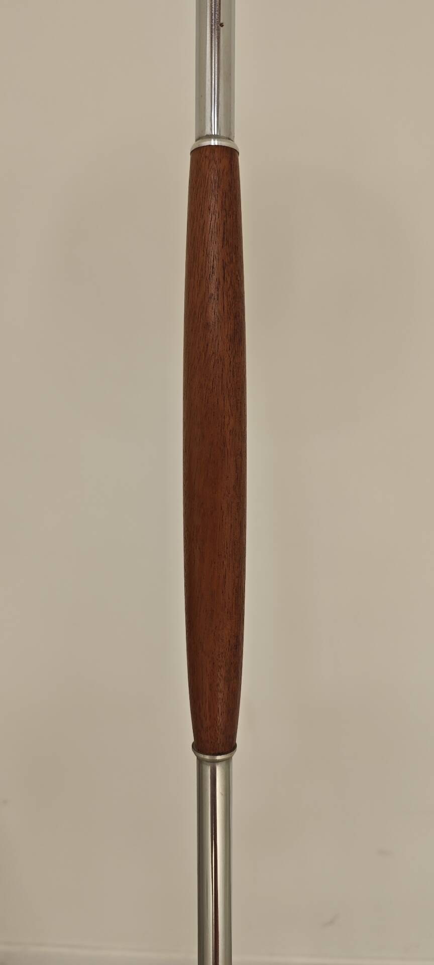 Modernist floor lamp in teak, chrome metal, opaline, Czechoslovakia 60s