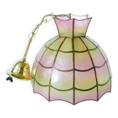 Pink and yellow mother-of-pearl pendant light, 1970