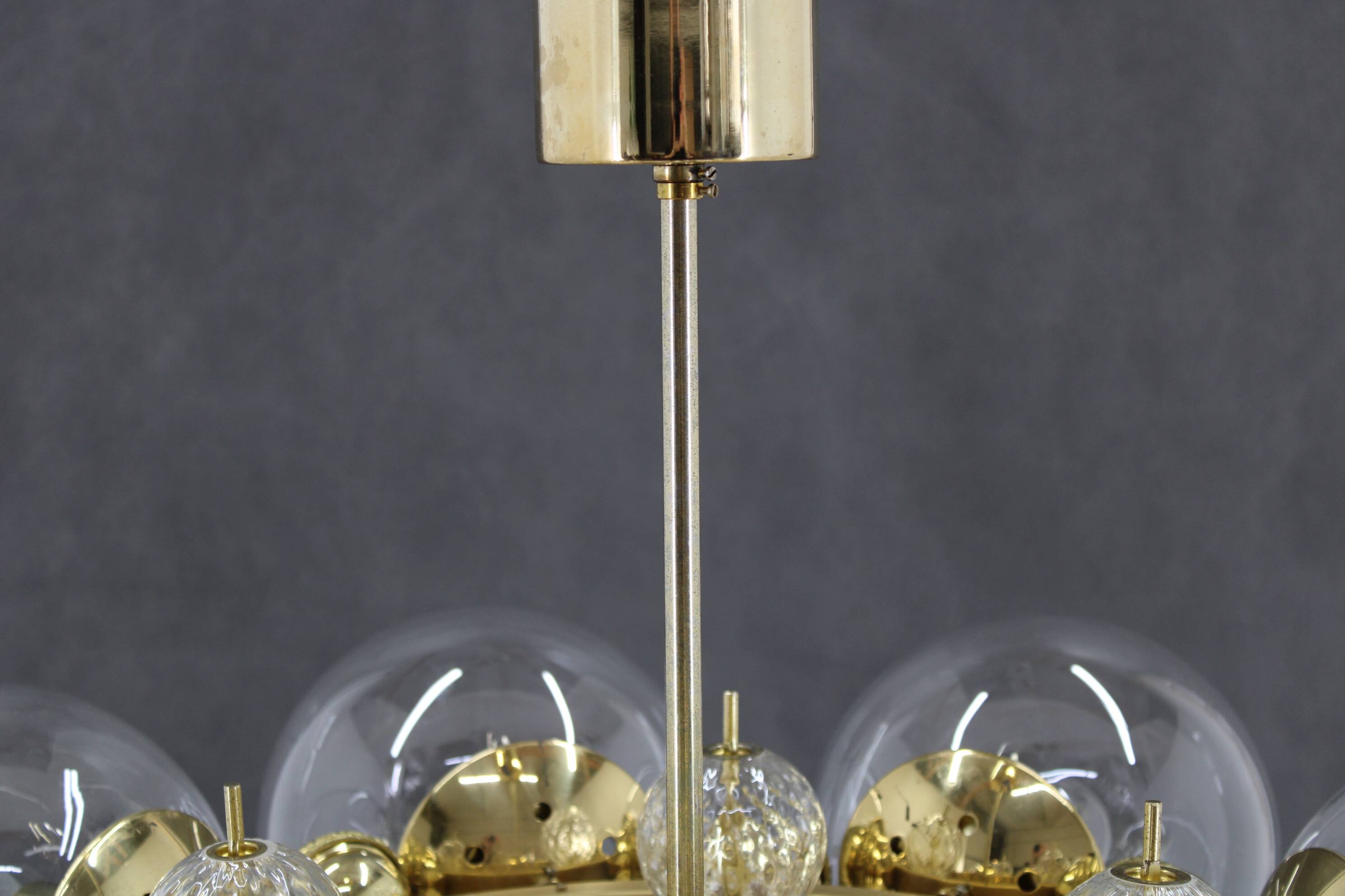 1970s Large Chandelier in Brass Finish by Kamenicky Senov ,up to 10 items