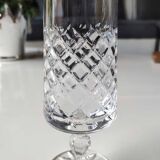 Set 6 champagne flutes, Lorraine crystal. Diamond/crosshair patterns. High 16 cm