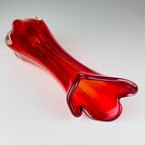 Mid-century red glass vase, Italy, 1970s