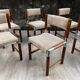 6 vintage chairs in wood, metal and fabric