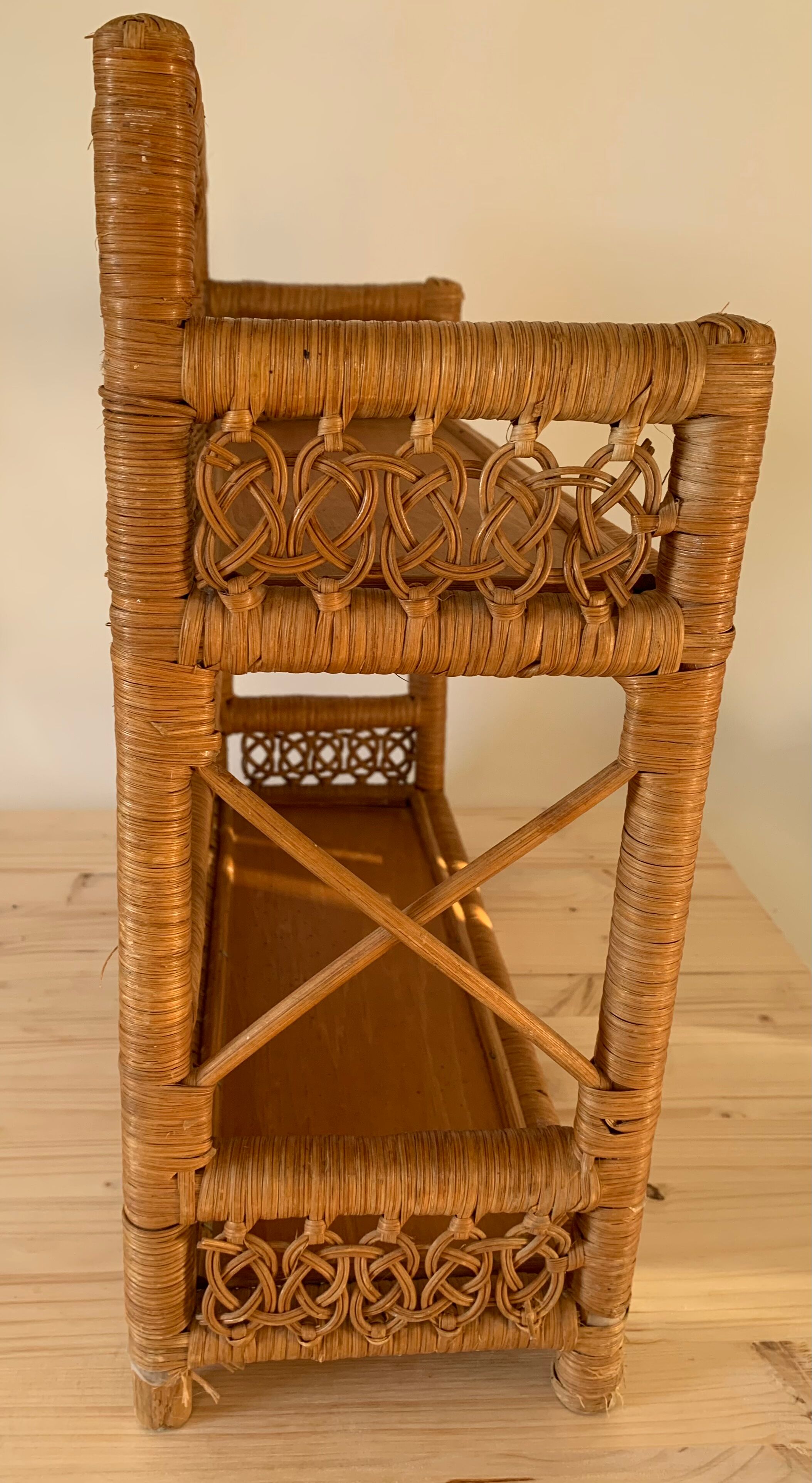 Antique rattan shelf