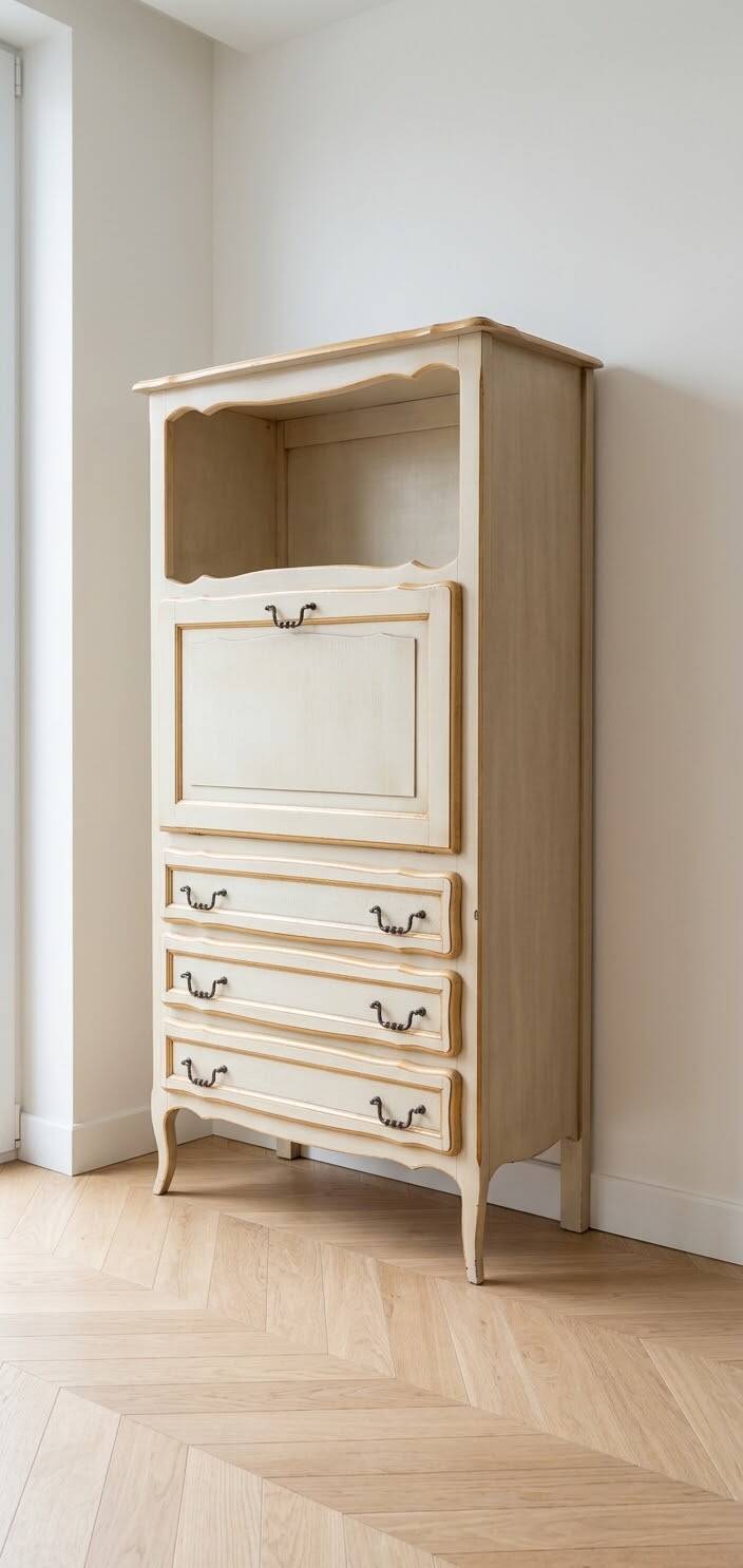 Classic style secretary in beige and wood