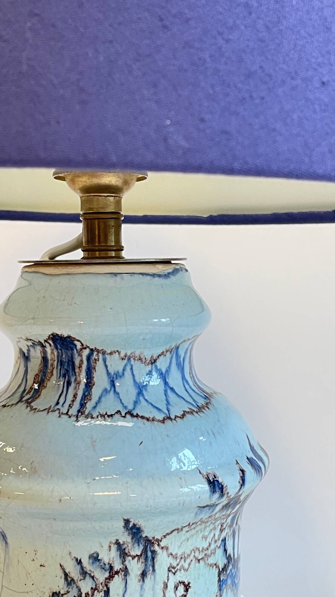 Lampe céramique bleue océan