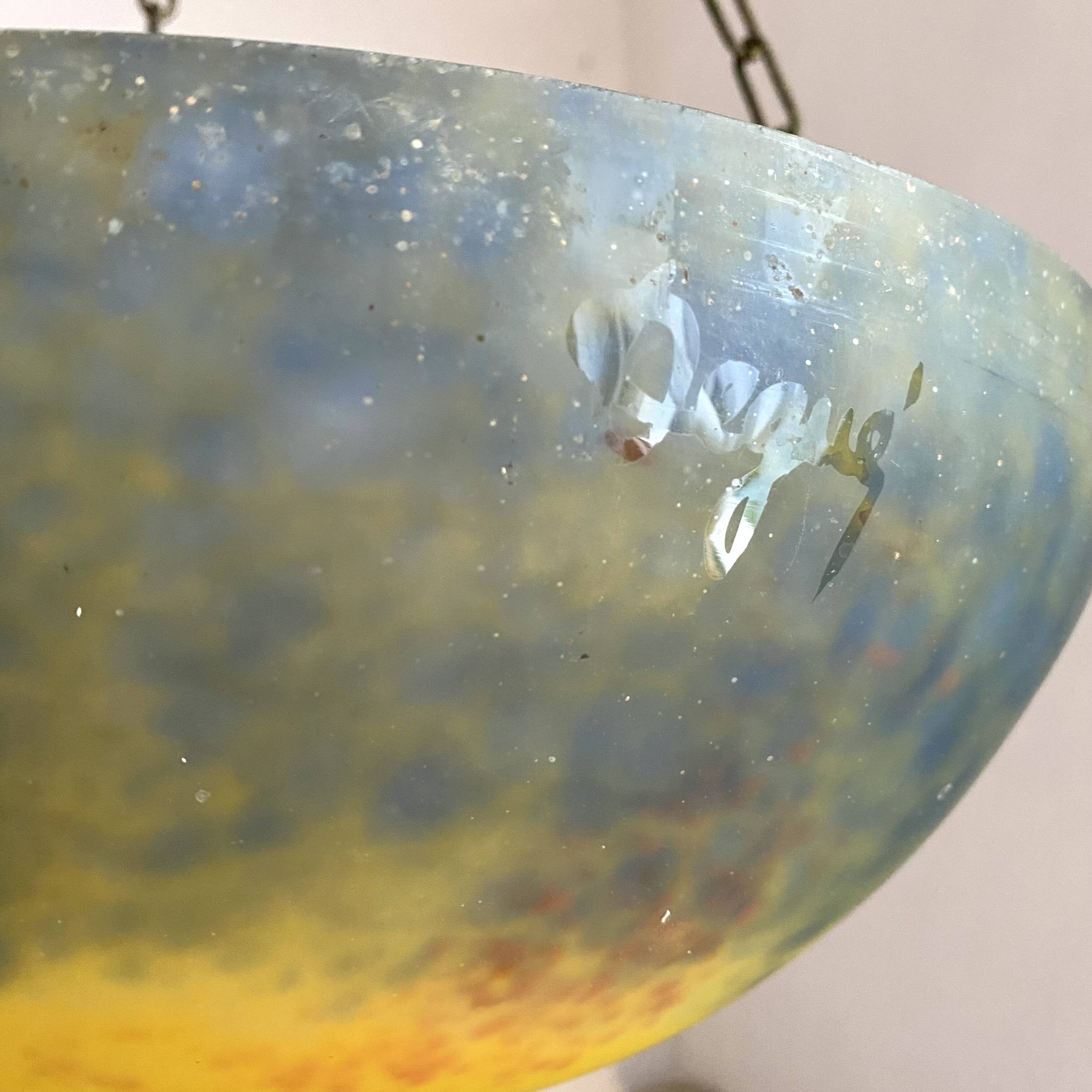 Art Nouveau glass paste suspension by Degué.
