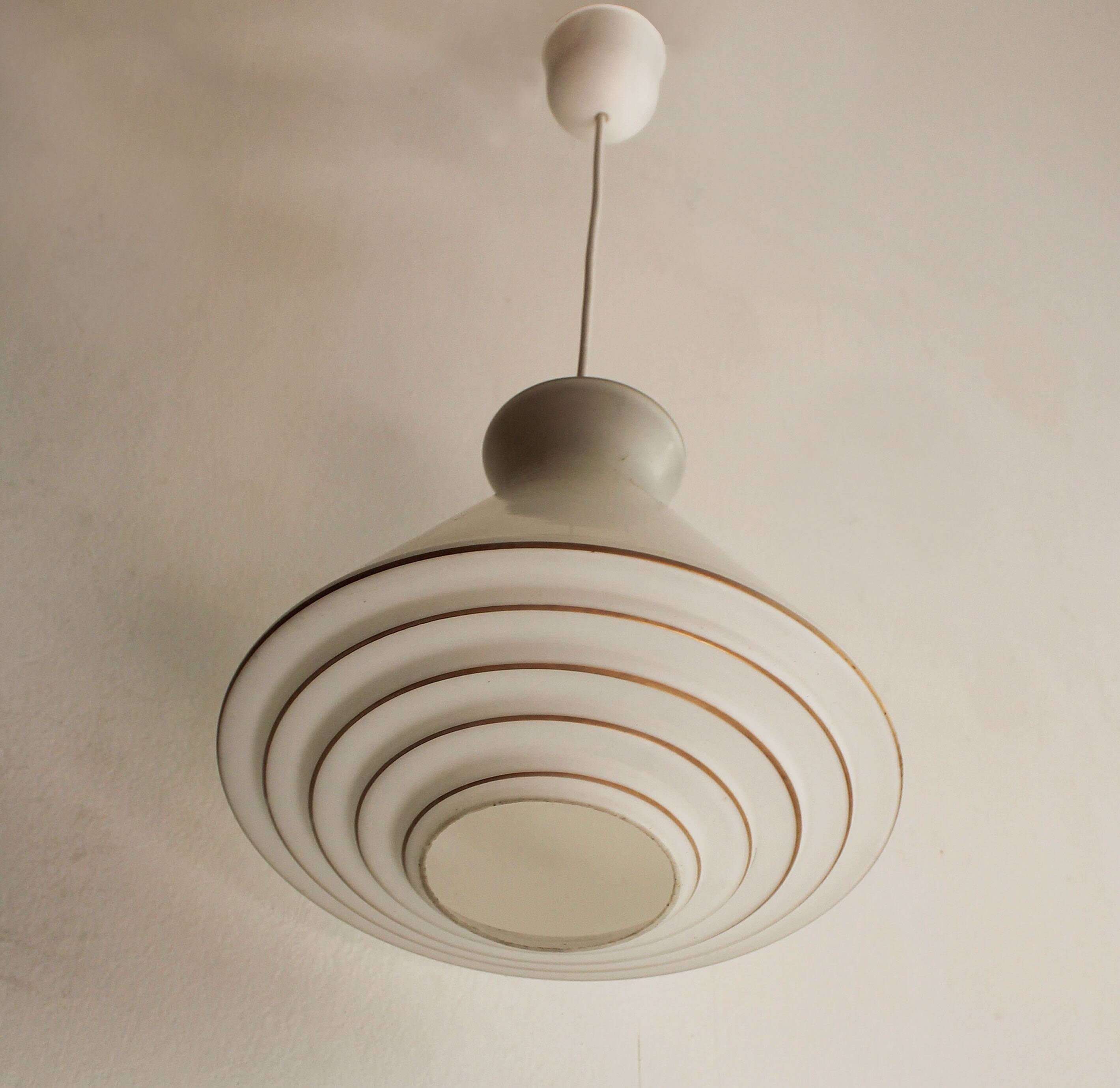 1960s Milk Glass Pendant Light