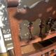 6 carved wooden chairs with cane seats