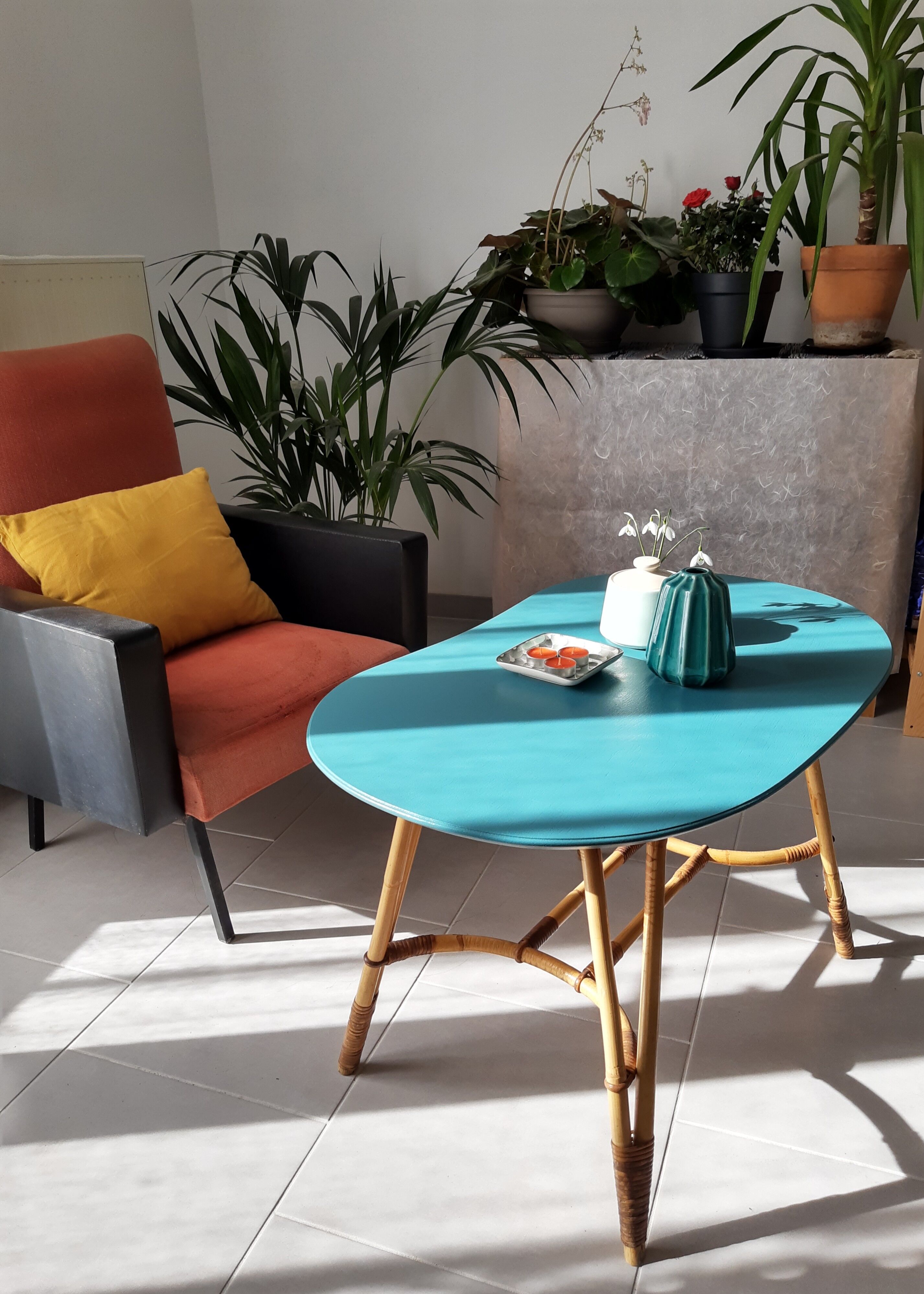 Vintage "bean" coffee table restyled