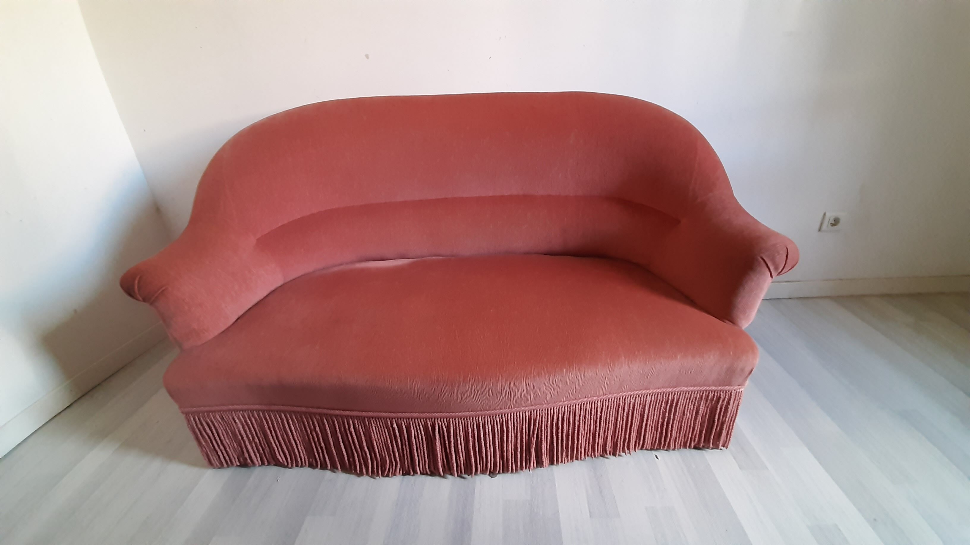 Sofa bench velvet peach