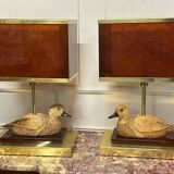 Pair of Brass and Bakelite Duck Lamps from the 1970s