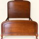 Double bed Louis XV carved walnut with roses and cabriole legs.
