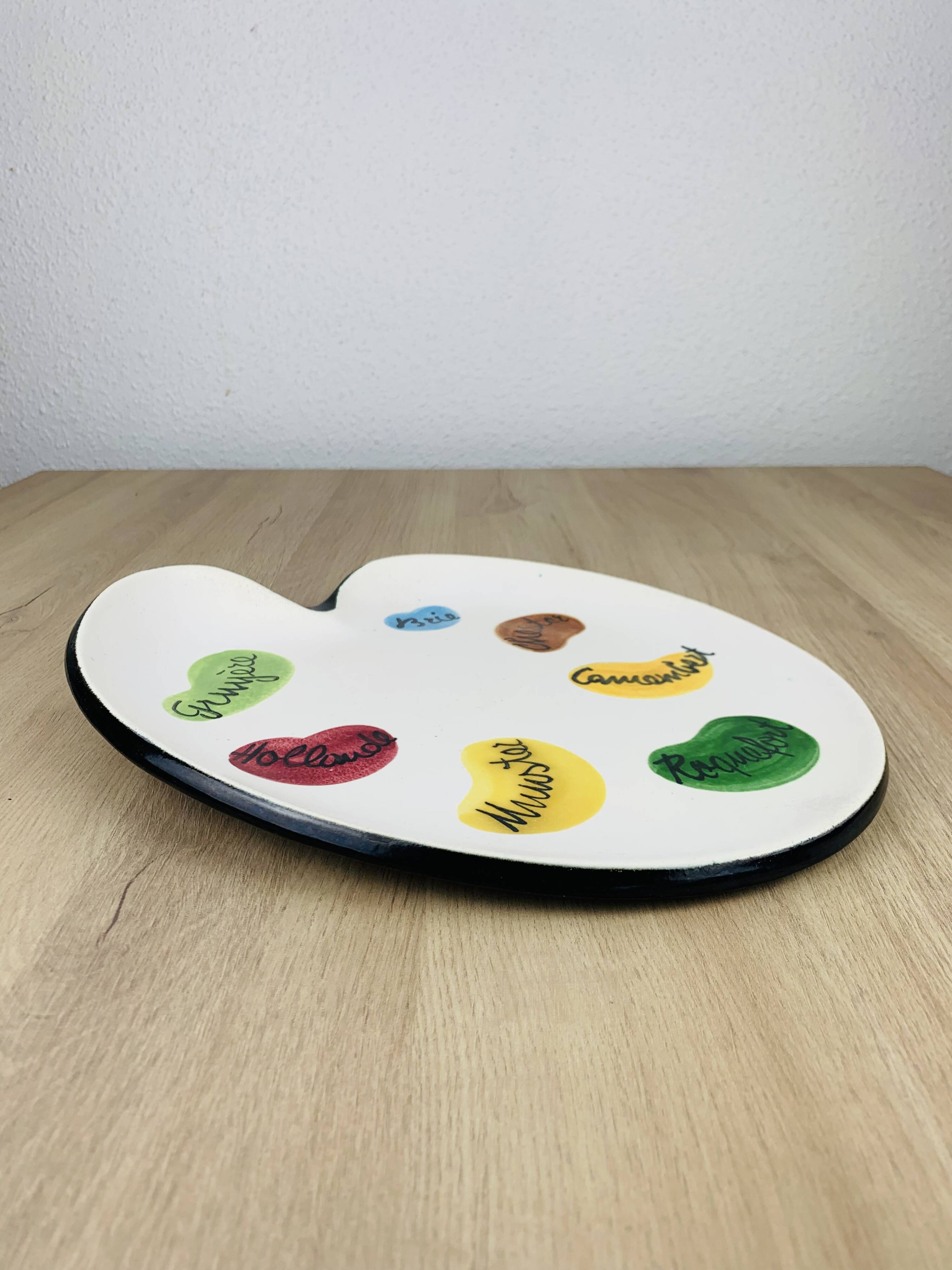 Ceramic cheese platter by Elchinger, 1950s, palette.