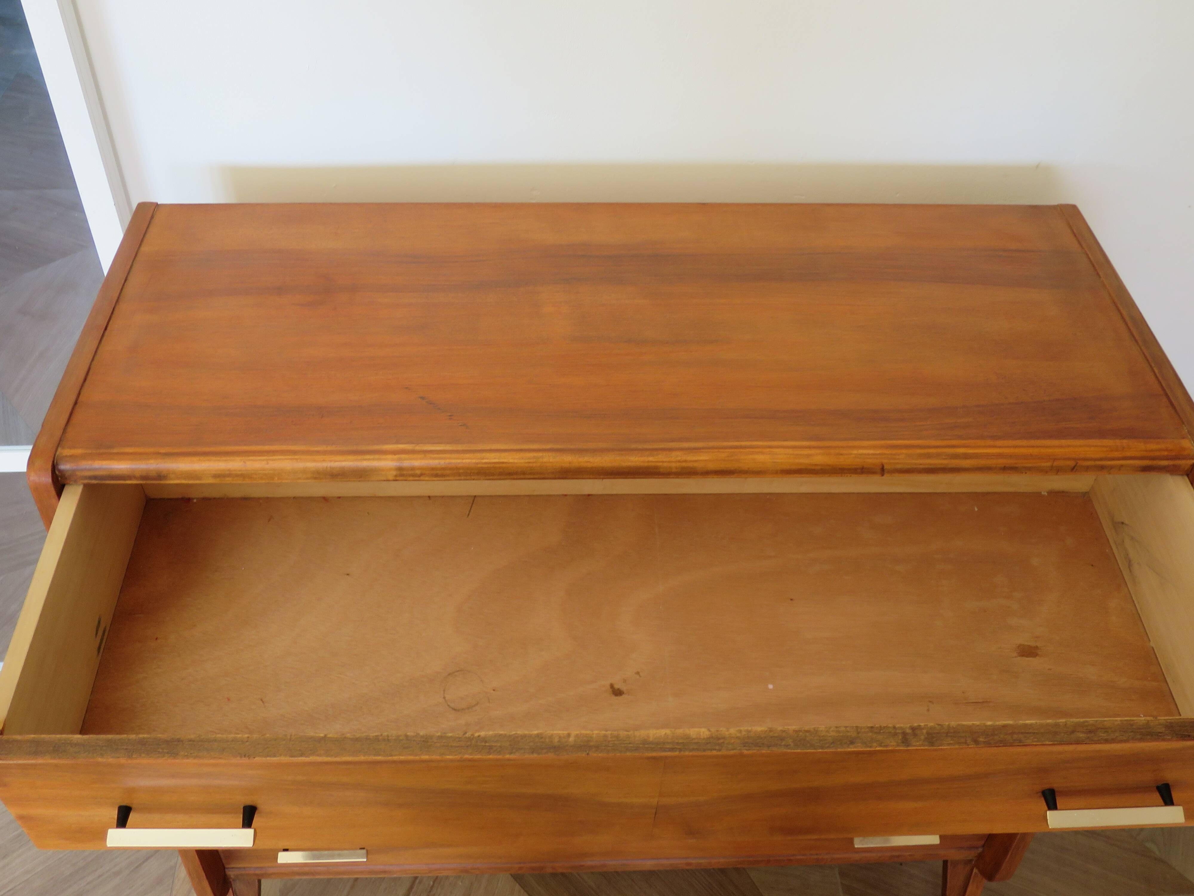 Cabinetmaker's chest of drawers - 4 drawers - golden oak - with oblique profile - compass feet - 1950