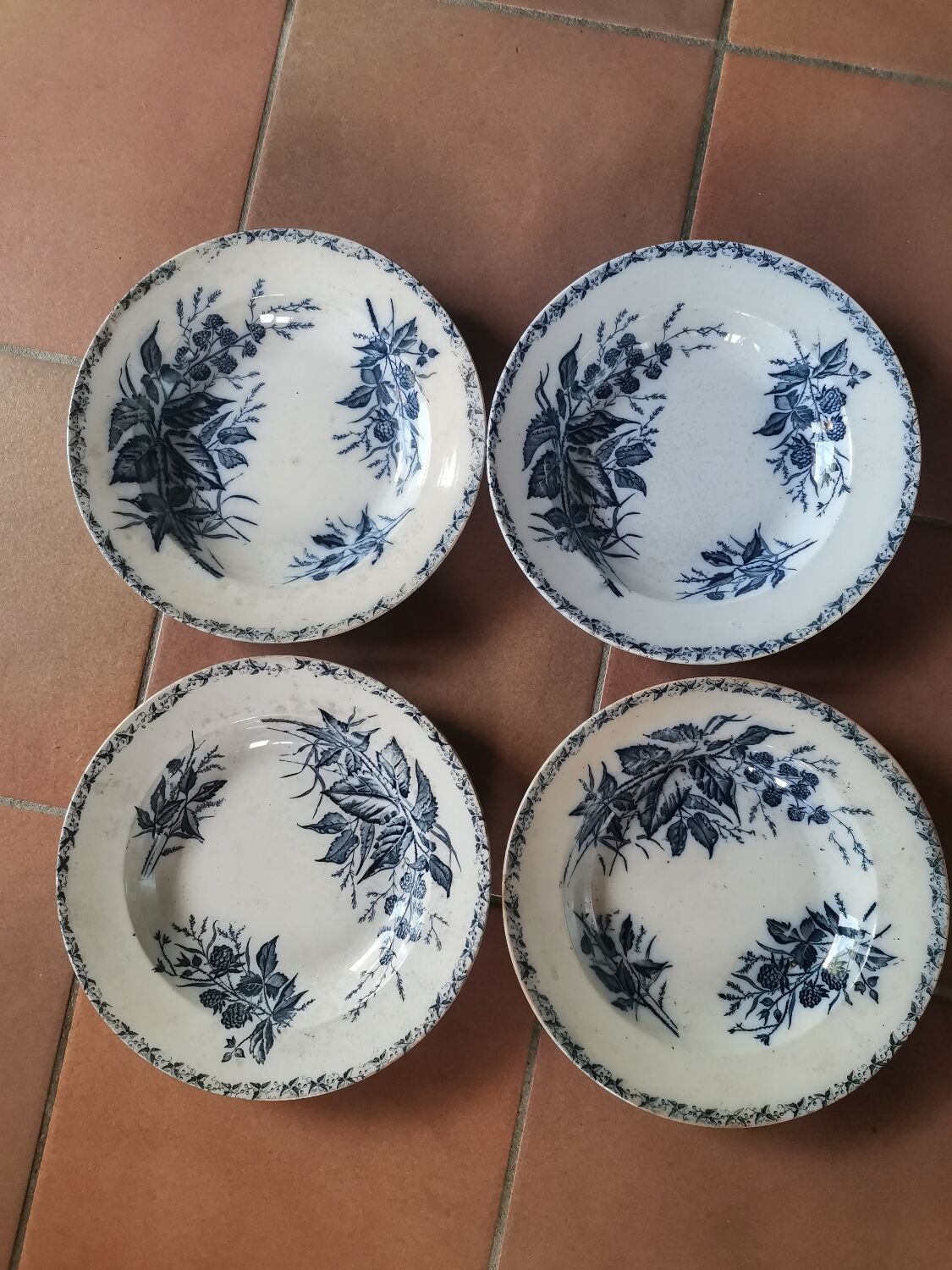 Set of 4 vintage iron earth plates Badonvillier ripe model