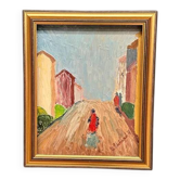 Original Swedish Oil on Panel – “Street Scene” by U. Ekshard – Signed – Dated 1971 – Vintage & Framed