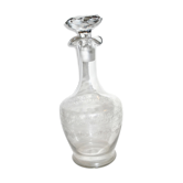 Baccarat crystal decanter engraved with guilloché volute acid 1920