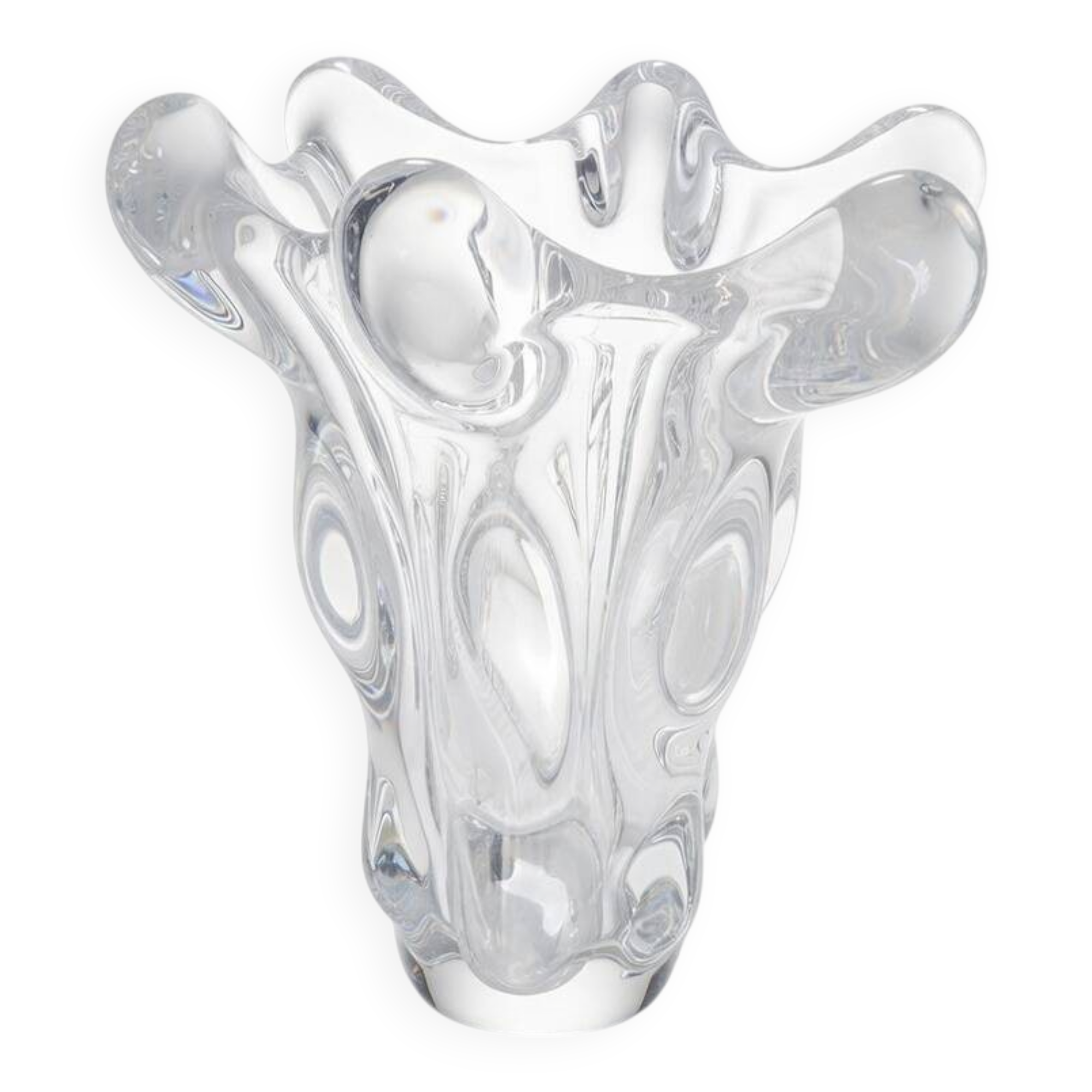 "Head of Giraffe" vase in Vannes Le Châtel crystal