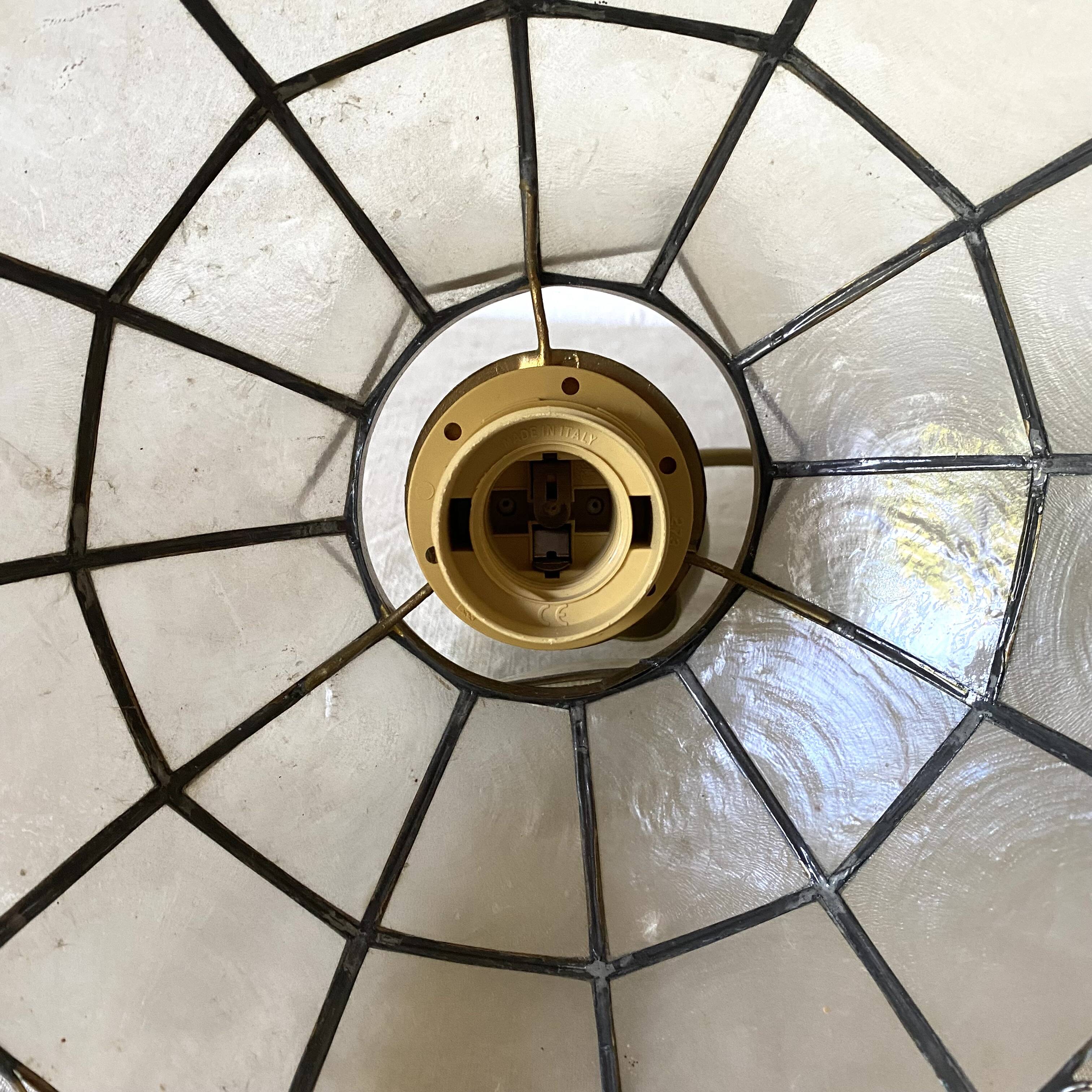 Vintage mother-of-pearl and brass pendant light