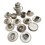Vintage coffee and tea set in glazed stoneware from Puis potters - 15 pieces