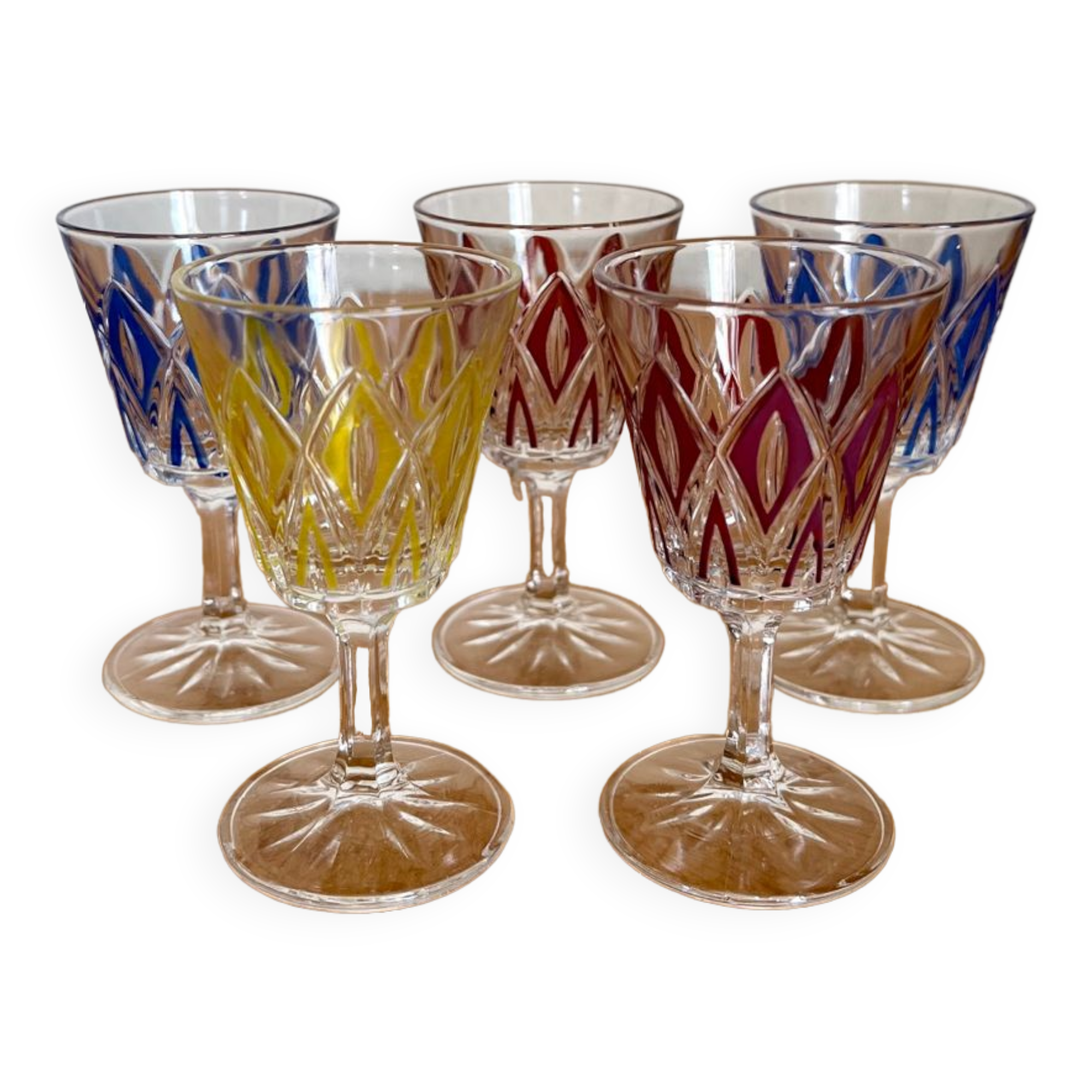 Set of 5 liquor glasses in crystal Reims 1950