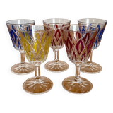 Set of 5 liquor glasses in crystal Reims 1950