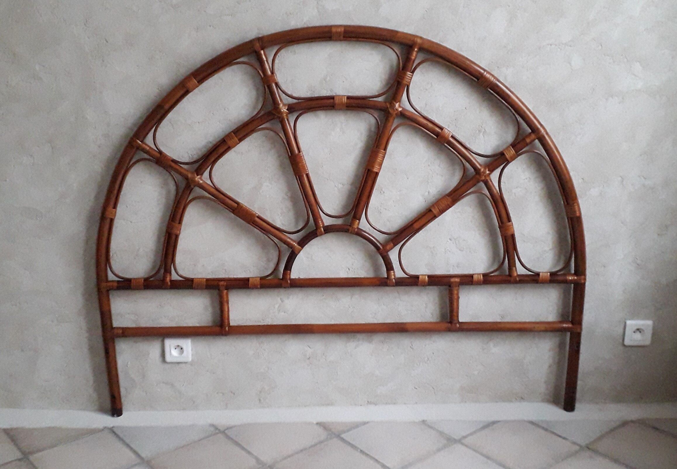 Bamboo and rattan bedhead
