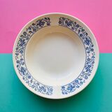 Hollow plate in faience pattern vintage blue bird j.v liex