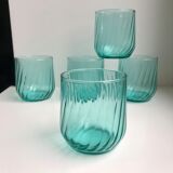 Set of 5 water green water glasses 50s