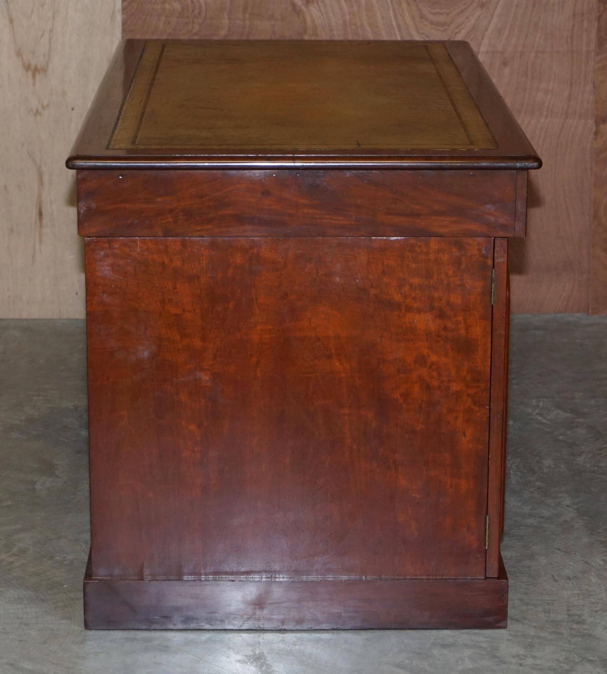 Antique Hardwood Desk with Leather Top and Slanted Drawer