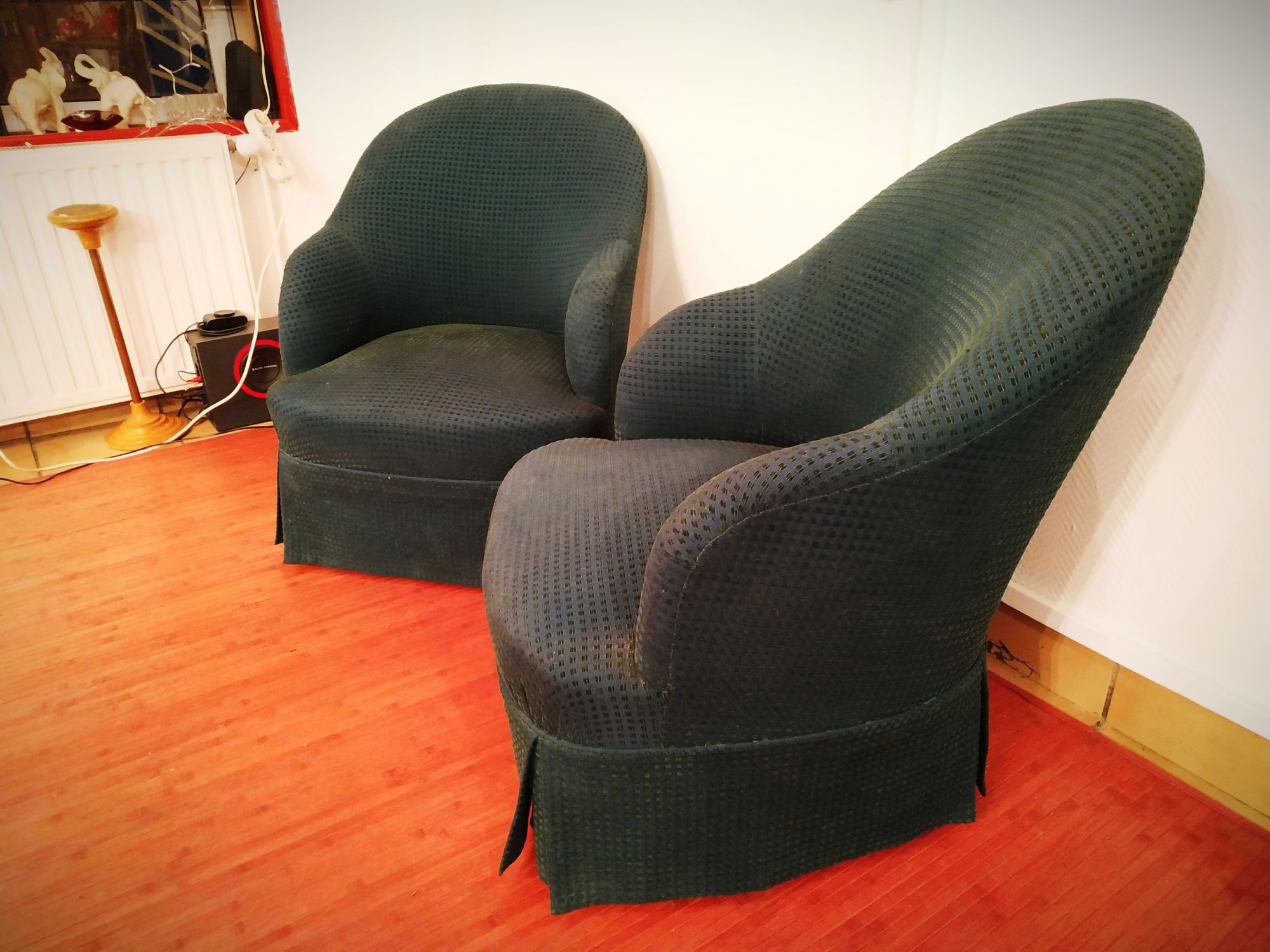 Pair of toadstool armchairs