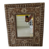 Miroir Shabby, cadre en bois sculpté