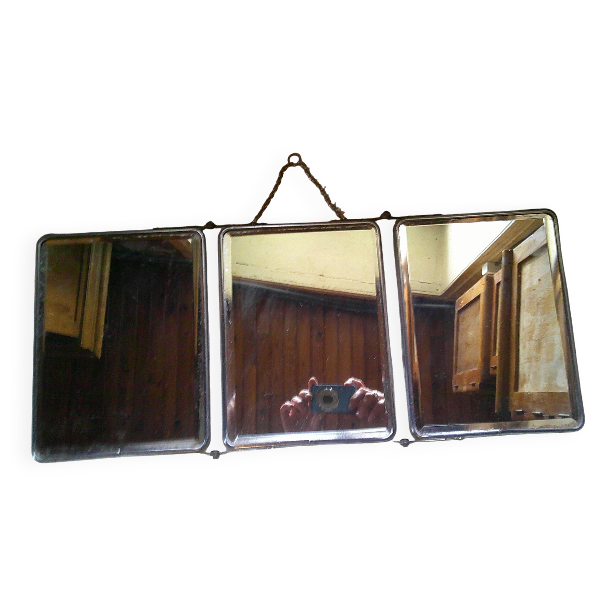 Antique 3-sided barber's mirror
