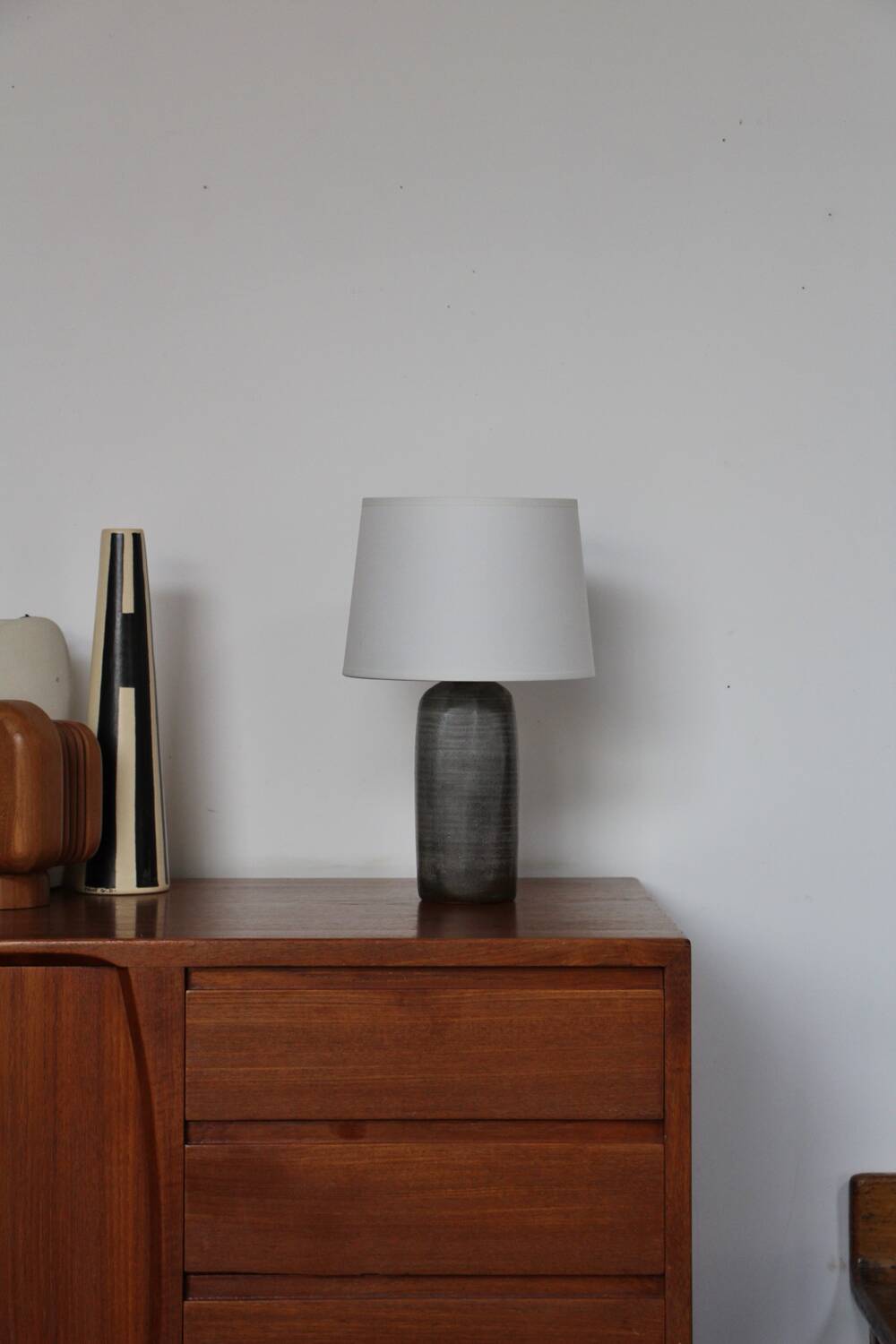 Enamelled stoneware ceramic lamp France 1970