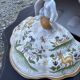 Wall fountain and its basin in Moustiers earthenware, handmade decoration.