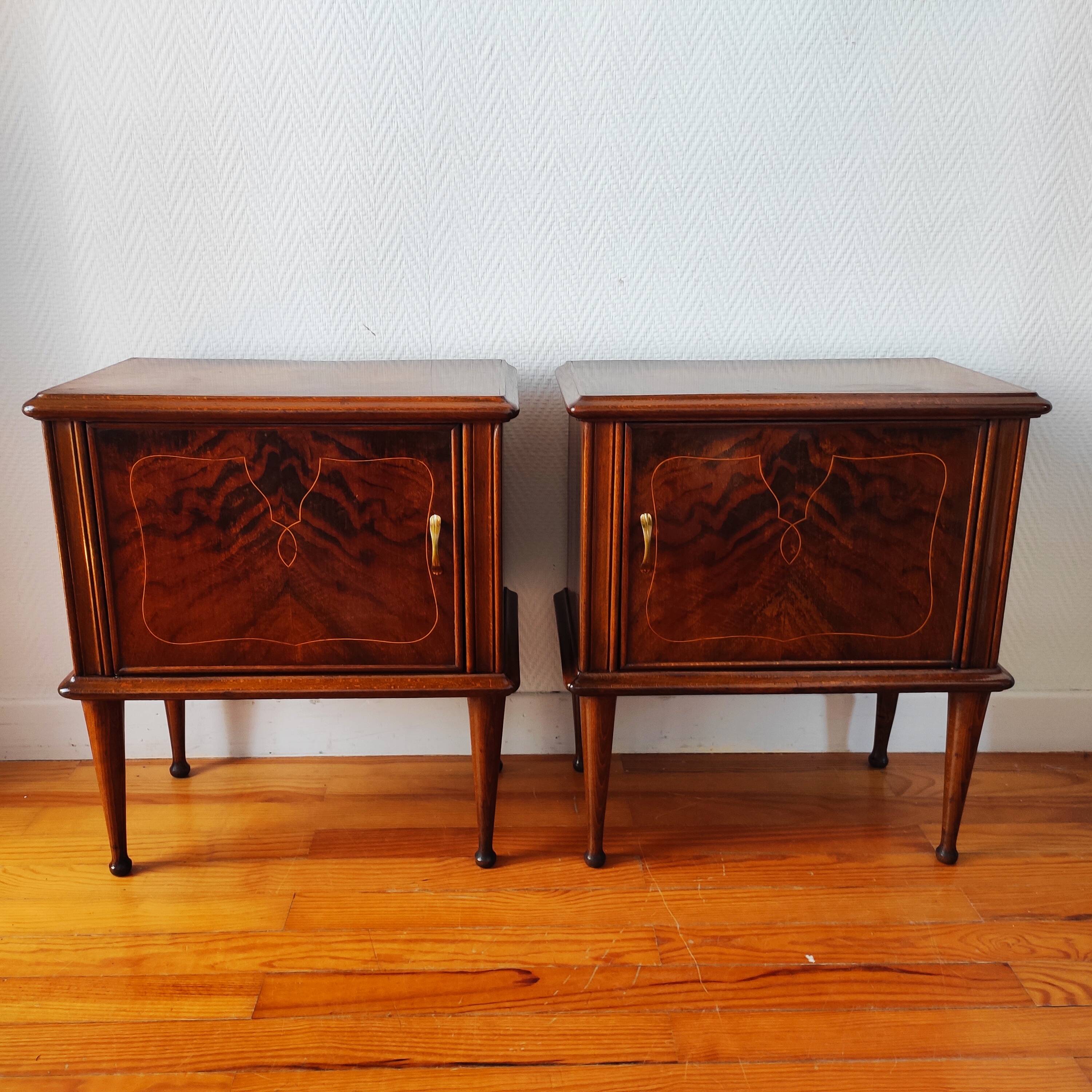 Pair of vintage Italian bedside tables from the 1950s