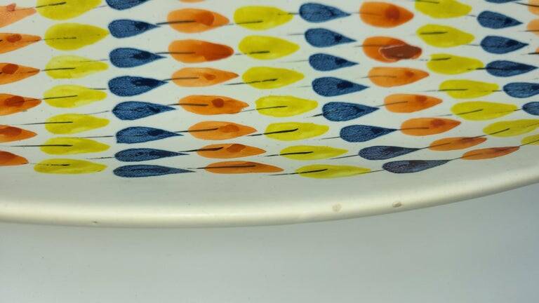 French ceramic empty pocket cup, Roger Capron, fish decoration Vallauris 1950