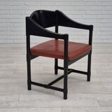 1970s, set of 4 Finnish armchairs by Lepokalusto, original condition, birch wood, leather.